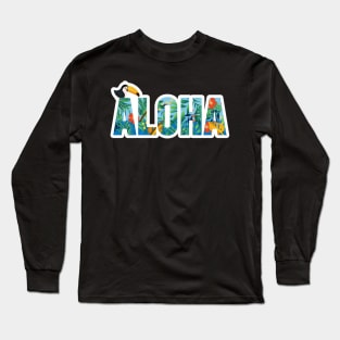 Aloha Hawaii Flower Spirit Bright Colorful Toucan Gift Long Sleeve T-Shirt